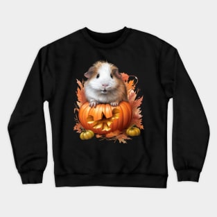 Cute Halloween Guinea Pig With Pumpkin Funny Halloween Gifts For Guinea Pigs Lover Crewneck Sweatshirt